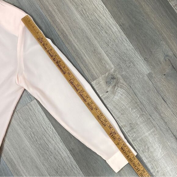 Kathy Che Vintage Sheer Lace Pleats Detail Blouse Peach Pink 12 - Picture 10 of 11